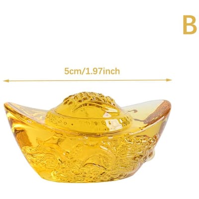 1 Stuks Chinese Stijl Citrien Ingot Goud Kristalglas Gekleurd Glazuur Rijkdom Geld Feng Shui Ambachtelijke Beeldjes Huisdecoratie yellow