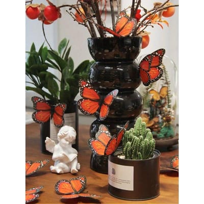 12 stuks 3D Vlinder Sticker, Stickers, Muursticker, Vinyl Sticker voor Huisdecoraties, Lente Decoratie Artikelen Verfris Uw Huis oranje