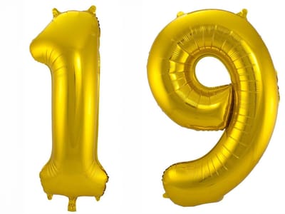 Folieballon 19 jaar - Goud - 86 cm