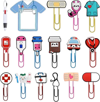 Schattige Cartoon Boekmerken - 15 Stuks, Kleurige Papierclips voor Pagina's, Unieke Cadeaus voor Verpleegkundigen en Artsen, Perfect voor Organisatie en Lezen
