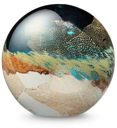 Urn-Glas-Eturnal Elegance-line-Glasobject-deelbewaring-Bol–Glazen-Mini-urn-voor as-Kunst-Gedenkstuk Turquoise door u zelf te vullen urn voor crematie-as E01-1,5E-TQ bolurn deelbestemming as in glas 17 CM hoog inhoud 1,5L