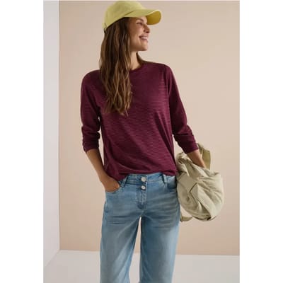 Longsleeve met boothals en strepen