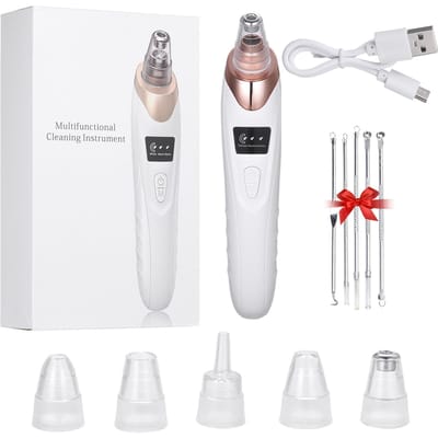 Dissolvant de points noirs 5 en 1, dispositif électrique d'aspiration de points noirs, écran LCD avec 5 boutons, comédon Zit 1 set remover & 5 pins