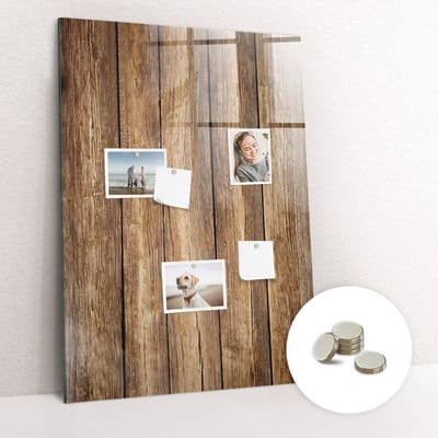 Tulup Glassboards - Houtstructuur Magneetbord - 70 cm x 100 cm - Bruin Magneetbord Keuken - Gratis 5 Sterke Magneten - Wanddecoratie Kantoor - Magneetbord Design - Memobord Magnetisch - Inspiratiebord Kantoor - Memo Magneetbord