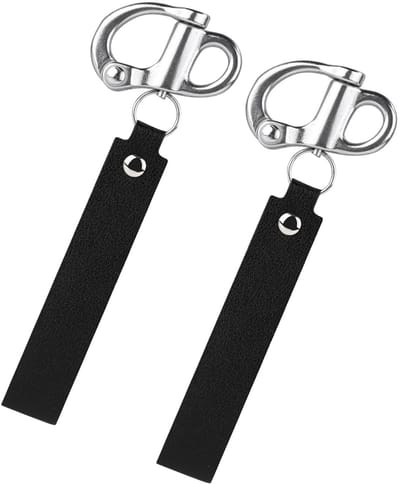 Dailygoods- Snelontgrendelingsbeugel 2 stuks - Roestvrij Staal - Leren Koord - Kliksluiting - Brandweeraccessoires - 11x5,2 cm - Beugelclip