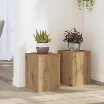 vidaXL - Plantenstandaards - 2 - st - 25x25x35 - cm - hout - artisanaal - eiken