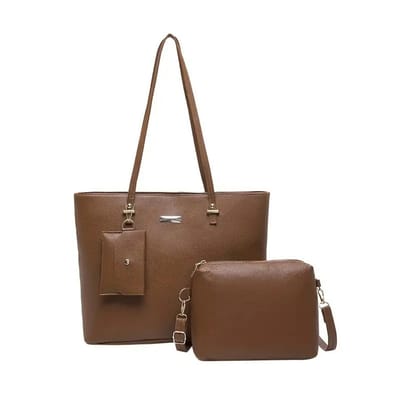 Bovista Handtas Dames - Schoudertas - School - Shopper - Schooltas - Werktas - 3-Delige Set - Bruin
