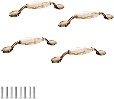 Antieke Keramische Deurgrepen voor Meubels - 4 Stuks - Kastknoppen, Ladegrepen en Keukenaccessoires 96mm