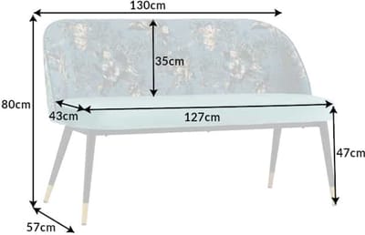 Design bank PRET-A-PORTER turquoise fluwelen bloemmotief en gouden voetdoppen - 41706