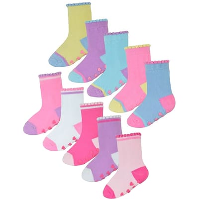 Set van 10 antislip-hiel- en teensokken voor babymeisjes - Stijl 1