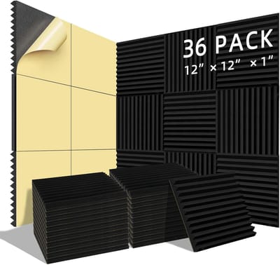 36x Akoestische Panelen Zwart 30x30x3cm - Geluidsisolatie Schuim voor Studio & Thuis