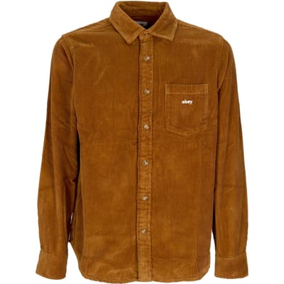 Miles herenshirt met lange mouwen L/s geweven catechuhout