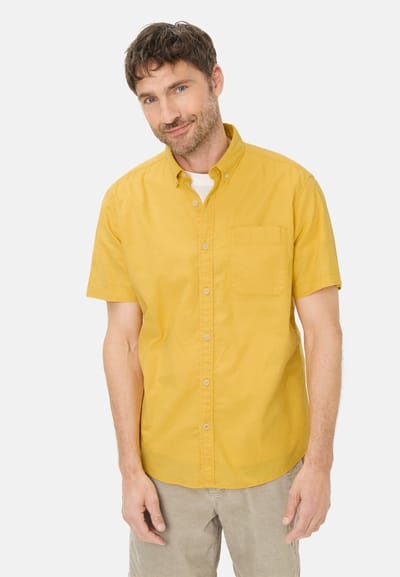 camel active Korte mouwen shirt van linnenmix - Maat menswear-L - Zonnegeel