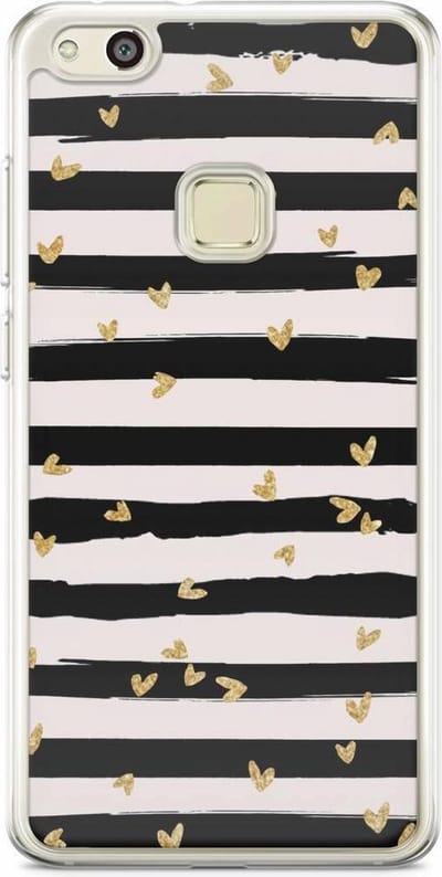 Casimoda® hoesje - Geschikt voor Huawei P10 Lite - Hart Streepjes - Siliconen/TPU - Soft Case - Zwart - Gestreept