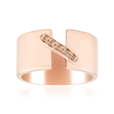Cavill - Zilveren ring met 5 I1 Argyle-Rose de France diamanten - 925 Sterling zilver met rosé verguld - Breed modern pavé trouwring dames 19x19 mm