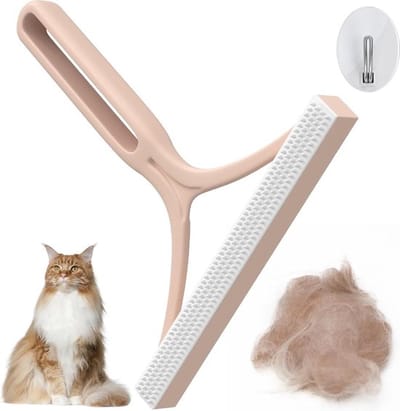 Handmatige borstel tegen haren – scheerapparaat, anti-pluis, draagbaar, lintverwijderaar, dubbelzijdige borstel voor huisdierenharen, kleding, bank, auto, bed, tapijt, gordijnen, koraalroze