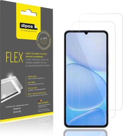 dipos – 2x Beschermfolie geschikt voor Realme Note 80 | 3D Full Cover Screenprotector | 100% Passend