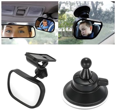 Dailygoody - Achterbankspiegel - Veiligheidsspiegel - 360° Draaibaar - Zwart - Babyspiegel - Geschikt voor alle auto’s - Auto baby spiegel