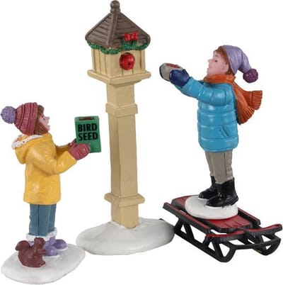Lemax - The Bird Feeders, Set Of 3 - Kersthuisjes & Kerstdorpen