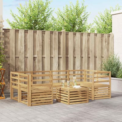 vidaXL - Buiten - bank - set - 7 - st - Wit - Massief - Acacia - Hout