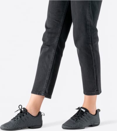 Dames danssneakers Suny 150 - Salsa en Latin - Flexibele danssneakers met splitzool - Draaipunten voor soepele draaibewegingen - Voetbed is uitneembaar - Lichtgewicht - SUNY - Zwart/Grijs - 38