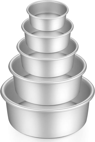 Ronde Bakblikken Set van Geanodiseerd Aluminium Anti-aanbaklaag, met Bodem Afneembaar, 5 maten (5"/6"/7"/8"/ 9")