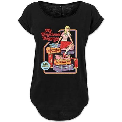 Steven Rhodes - Fun T-shirt - My Emotional Baggage - M tot L - voor Vrouwen - zwart