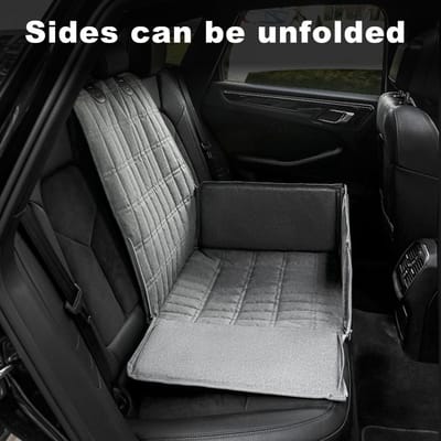 Housse de Siège Auto pour Chien pour Siège Arrière Avant Imperméable Tapis de Voiture pour Animaux de Compagnie Tapis pour Chien Amovible Design Multifonctionnel Tissu Robuste gris