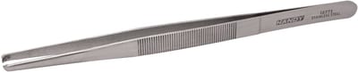 Pincet RVS – 180 mm – Rechte, Platte Bek – Niet-Magnetisch – Duurzaam Roestvrij Staal – Ideaal Voor Solderen, Elektronica, Modelbouw En Precisiewerk – Comfortabele Grip Voor Nauwkeurig En Veilig Hanteren Van Componenten [10775]