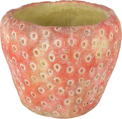 Dekoratief | Bloempot 'Strawberry', rood, cement, 16x16x14cm | A250254