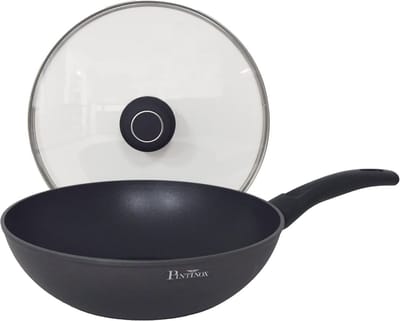 28 cm Aluminium Wok met Deksel - Power Xylan Anti-aanbaklaag voor Inductie