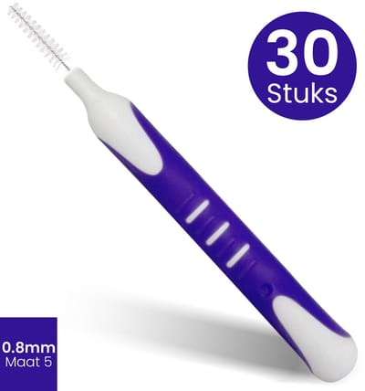 DEN-T PRO Interdentale Ragers - 30 stuks - 0.8mm maat 5 paars - Tandenragers – Antislip Handgreep – Mondhygiëne & Tandverzorging