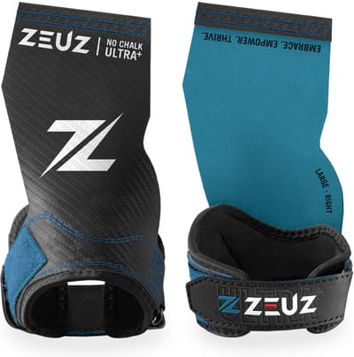 ZEUZ Ultra No Chalk Plus Fingerless Grips voor Fitness & CrossFit – Sport Handschoenen – Turnen – Gymnastics – Blauw & Zwart – Maat M