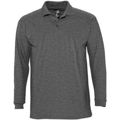 SOLS Heren-Winter II Poloshirt met lange mouwen van Piqué katoen (Houtskool mergel)