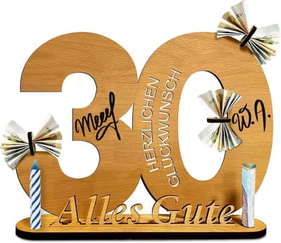 2023 Houten Signaal Gastenboek - Verjaardag en Jubileum Cadeau - Decoratief Handtekeningenboek - Verjaardag - Bruiloft voor Vrouw en Echtgenoot (30 Jaar)