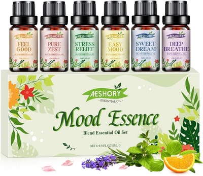 Etherische Oliën Set 6x10ML voor Diffuser: Aromatherapie voor Ontspanning, Stressverlichting en Betere Slaap