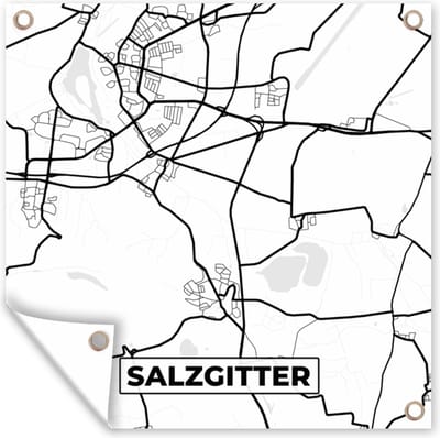 Tuin poster Plattegrond - Salzgitter - Kaart - Stadskaart - 200x200 cm - Tuindoek