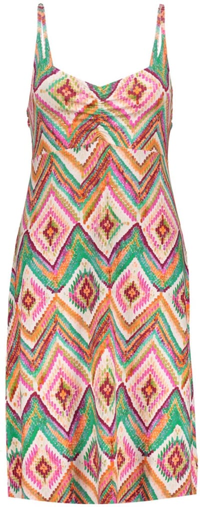 Geisha Jurk Noa Jurk Met Spaghetti Bandjes En Aop 67420 60 Teal Dames Maat - M