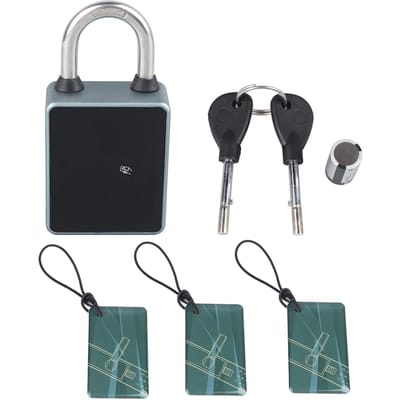 Slim Hangslot Sleutelloos Bluetooth Virtueel Wachtwoord voor TUYA App Ontgrendeling voor Huis Poort Gym Buiten black