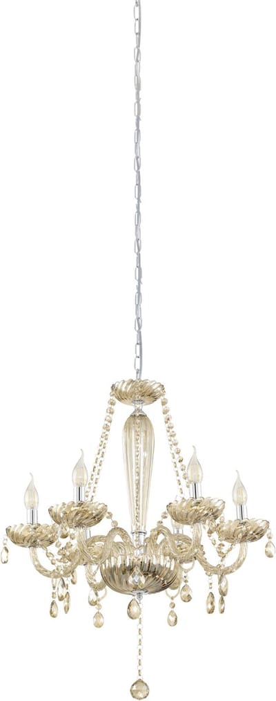 Stars of Light Basilano Kroonluchter Hanglamp - E14 - Ø 72 cm - Chroom|Cognac