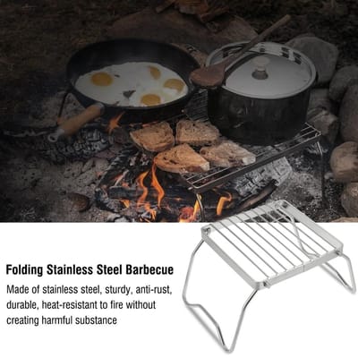 Buiten Opvouwbare Draagbare Roestvrijstalen Barbecue Grill Houtskoolrek voor BBQ Picknick gray
