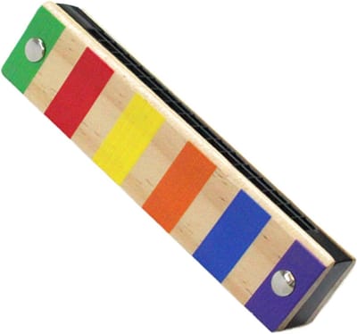 Houten Mondharmonica - Muziek Speelgoed - Muziek Leren - Dubbel 16 Gaten - 13 x 2 cm - Kleurrijk