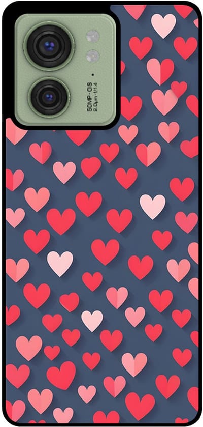 Smartphonica Telefoonhoesje Geschikt voor Motorola Edge 40 met Roze en Rode Hartjes Opdruk - TPU Backcover Case With Rosé and Red Heart Design geschikt voor Motorola Edge 40