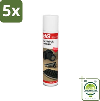 5 x HG Luchtdrukreiniger Voor Alle Kiertjes & Gaatjes 400 ml - Grootverpakking - Stofzuiger - Luchtreiniger - Schoonmaak - Elektronica Schoonmaken - Toetsenbord Schoonmaken
