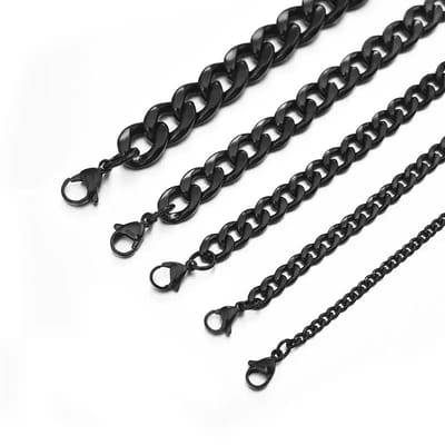 Aramat Jewels | Halskettingen | Zwarte Gourmet Schakelketting RVS | 60cm / 4mm |60cm | | Staal | Volwassenen | Verkleurd niet
