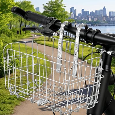 Fietsmand Voor - Fietsrek Opvouwbaar - Boodschappen Vervoeren - Stabiele IJzeren Constructie - 37 x 262 x 104 cm - Zilver