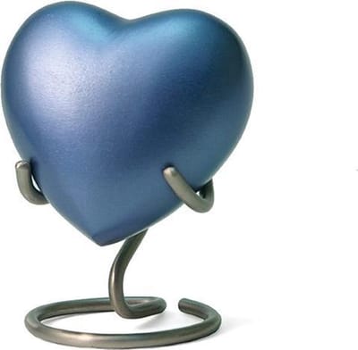 Urnencenter© Monterey Blue Hartjes urn - Urn - Urn voor as - Urn Hond - Urn Kat - Urn Deelbewaring - Mini Urn - Kunstobject - 50 ml