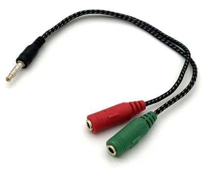 3.5mm Audio Splitter – 1x Male naar 2x Female – 4-polig – Microfoon & Koptelefoon – 0.12 Meter – Zwart