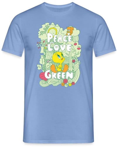 Looney Tunes Tweety Peace Love Green Design T-Shirt Heren