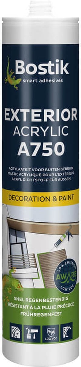 Bostik A750 Acrylkit wit overschilderbaar binnen/buiten 310ml - 30614682